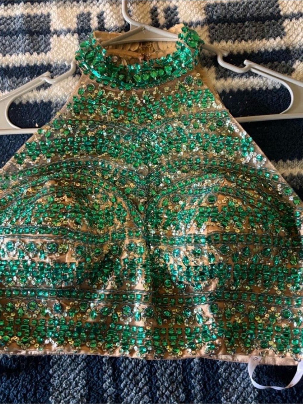 Sherri Hill Emerald Green Sequin Halter Top Dress